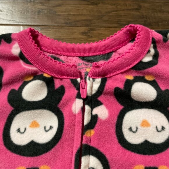 Carter's fleece sleeper footie pajamas pink penguins size 2T - Picture 2 of 8